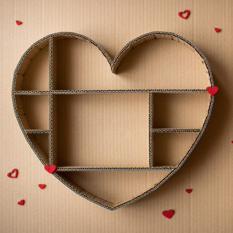 Cardboard heart-shaped shadowbox