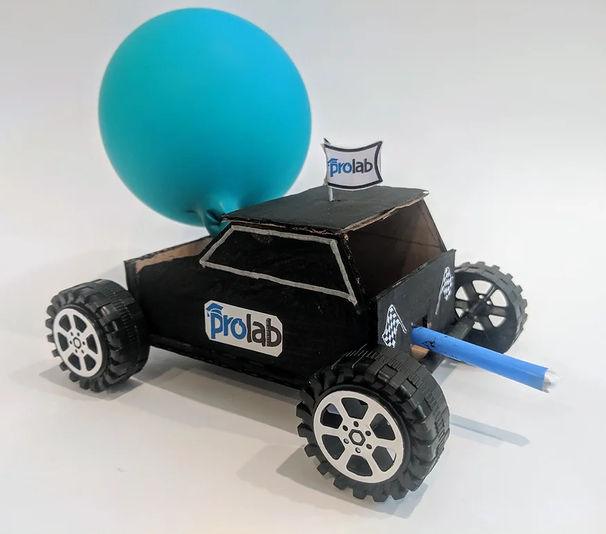 cardboard newton's balloon car